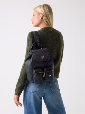 Γυναικεία τσάντα Backpack GUESS Manhattan II Fllap HWSG711831 Coal logo